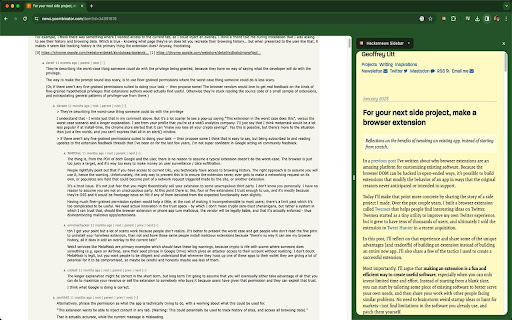 Hackernews Sidebar  from Chrome web store to be run with OffiDocs Chromium online