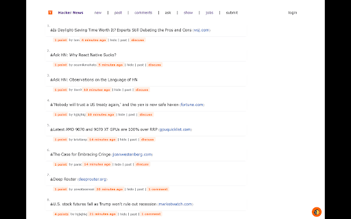 Hacker News UI Improved  from Chrome web store to be run with OffiDocs Chromium online