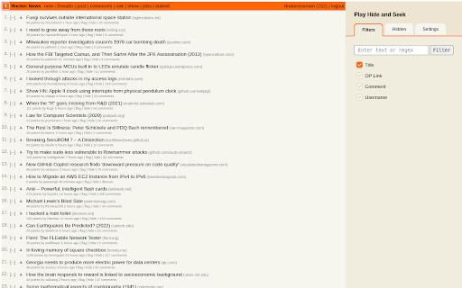 Hackernews Userscript  from Chrome web store to be run with OffiDocs Chromium online