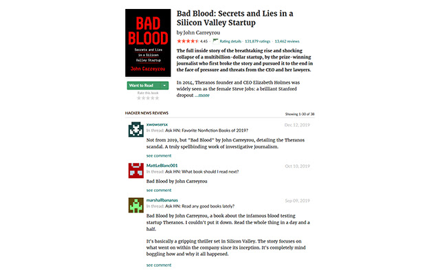 Hacker Reads for Goodreads  from Chrome web store to be run with OffiDocs Chromium online