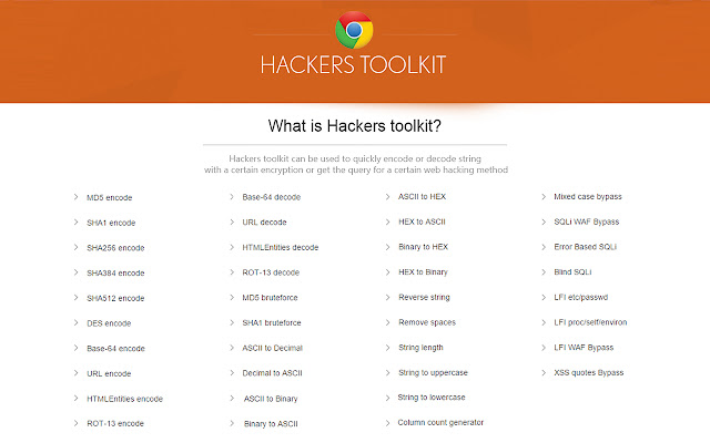 Hackers toolkit  from Chrome web store to be run with OffiDocs Chromium online