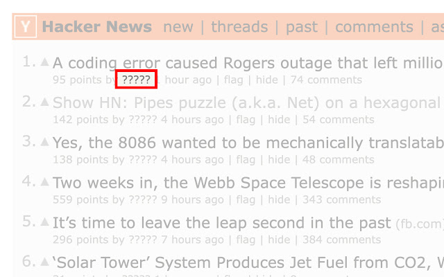 Hacker Whos Hide Hacker News Usernames  from Chrome web store to be run with OffiDocs Chromium online