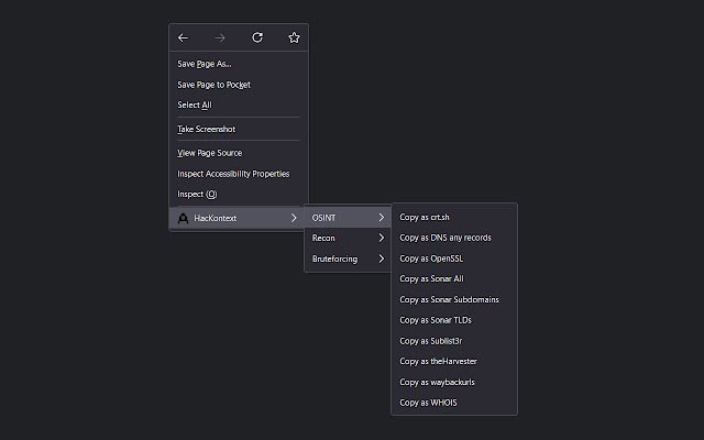 HacKontext  from Chrome web store to be run with OffiDocs Chromium online