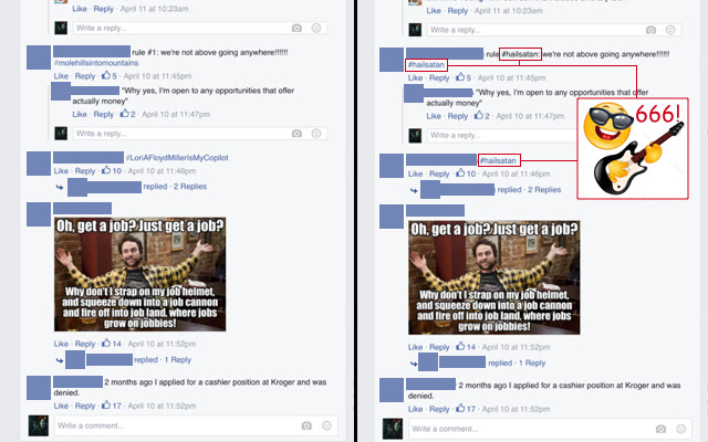 #hailsatan  from Chrome web store to be run with OffiDocs Chromium online
