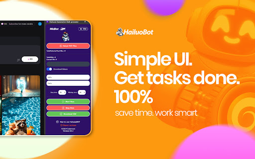 Hailuobot: Hailuoai Minimax Automation Bulk Video generator  from Chrome web store to be run with OffiDocs Chromium online