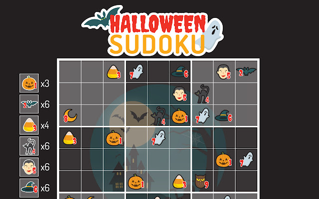 Halloween Sudoku  from Chrome web store to be run with OffiDocs Chromium online