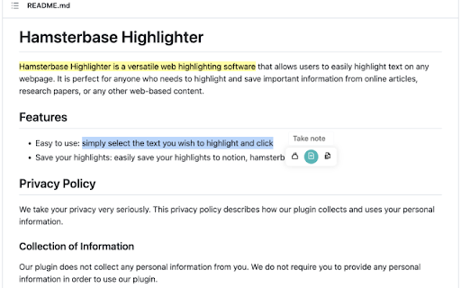 Hamsterbase Highlighter  from Chrome web store to be run with OffiDocs Chromium online