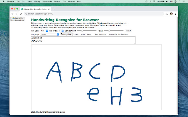 Handwriting Recognize for Browser  from Chrome web store to be run with OffiDocs Chromium online