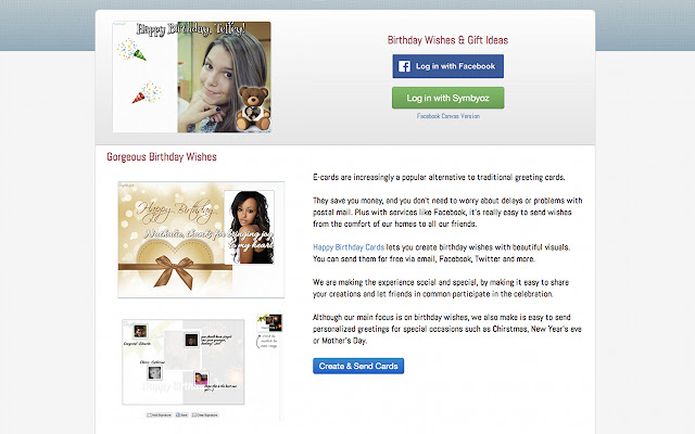 Happy Birthday Cards  from Chrome web store to be run with OffiDocs Chromium online