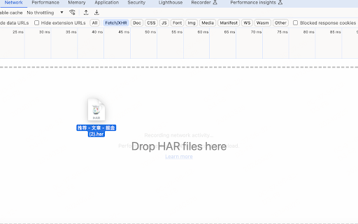 HAR Debugger  from Chrome web store to be run with OffiDocs Chromium online