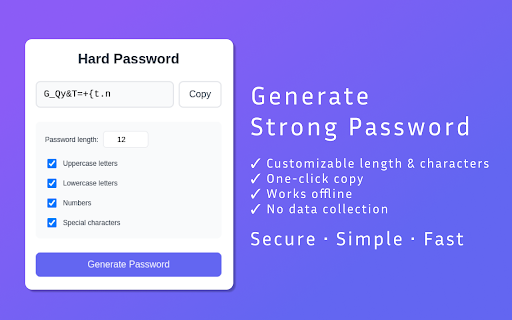 Hard Password  from Chrome web store to be run with OffiDocs Chromium online