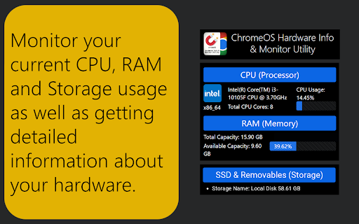 Hardware Info  Monitor Utility for ChromeOS  from Chrome web store to be run with OffiDocs Chromium online