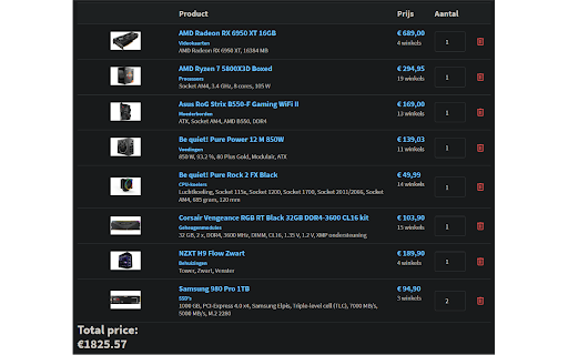 Hardware Info Price Extension  from Chrome web store to be run with OffiDocs Chromium online