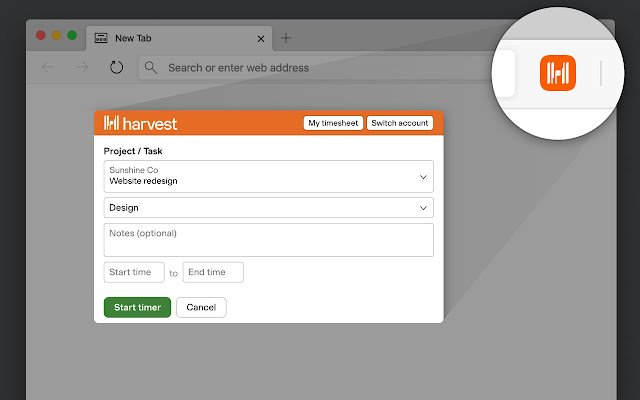 Harvest Time Tracker  from Chrome web store to be run with OffiDocs Chromium online