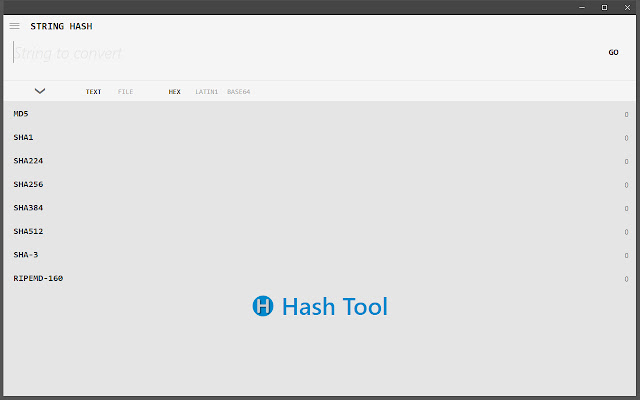 Hash Tool  from Chrome web store to be run with OffiDocs Chromium online