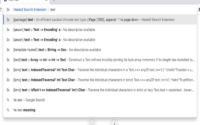 Haskell Search Extension  from Chrome web store to be run with OffiDocs Chromium online