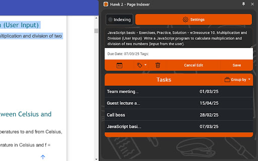 Hawk 2 Page Indexer  from Chrome web store to be run with OffiDocs Chromium online