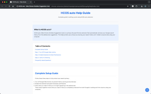 HCOS auto Hide Chrome Omnibox Suggestions Auto  from Chrome web store to be run with OffiDocs Chromium online