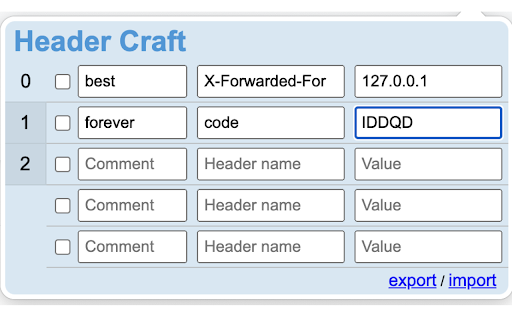 Header Craft  from Chrome web store to be run with OffiDocs Chromium online