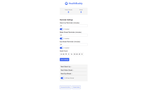 HealthBuddy  from Chrome web store to be run with OffiDocs Chromium online