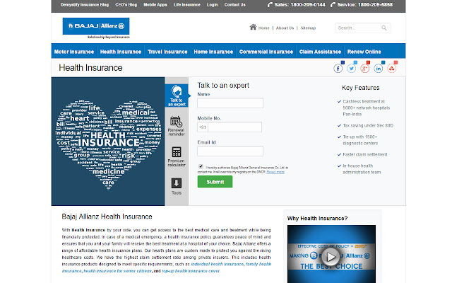 Health Insurance Bajaj  from Chrome web store to be run with OffiDocs Chromium online