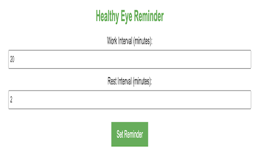 Healthy Eye Reminder  from Chrome web store to be run with OffiDocs Chromium online
