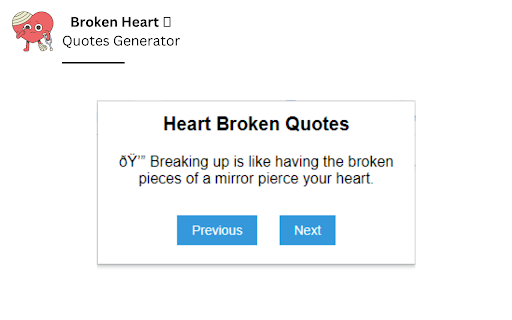 Heart Broken Quotes  from Chrome web store to be run with OffiDocs Chromium online