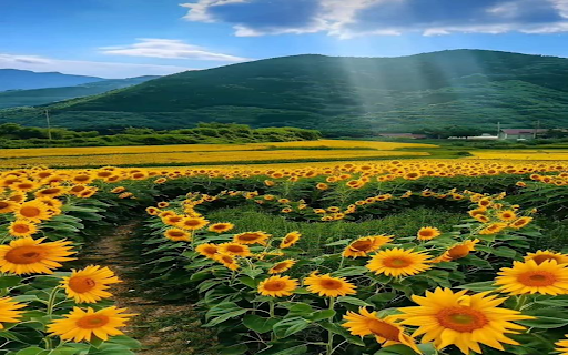 Heart shaped sunflower field wallpaper  from Chrome web store to be run with OffiDocs Chromium online
