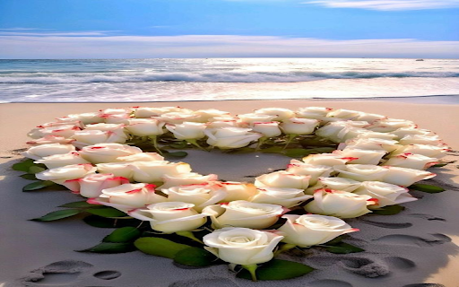 Heart shaped white rose wallpaper  from Chrome web store to be run with OffiDocs Chromium online