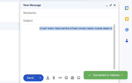 Hebrew English Gibberish Converter  from Chrome web store to be run with OffiDocs Chromium online