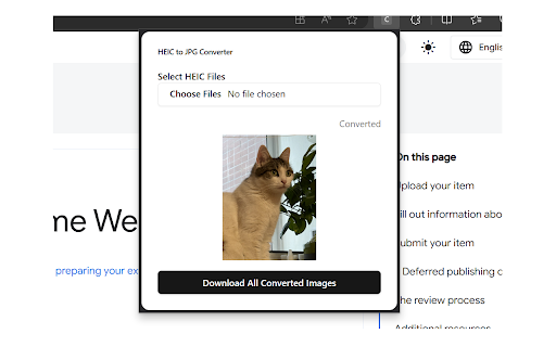 HEIC to JPG Converter  from Chrome web store to be run with OffiDocs Chromium online