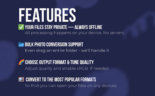 HEIC to JPG/PNG Converter – Free Offline Image Tool  from Chrome web store to be run with OffiDocs Chromium online