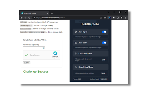 hektCaptcha: hCaptcha Solver  from Chrome web store to be run with OffiDocs Chromium online