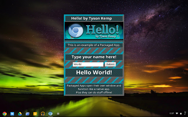 Hello! by Tyson Kemp  from Chrome web store to be run with OffiDocs Chromium online