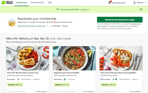 HelloFresh Chrome Helper  from Chrome web store to be run with OffiDocs Chromium online