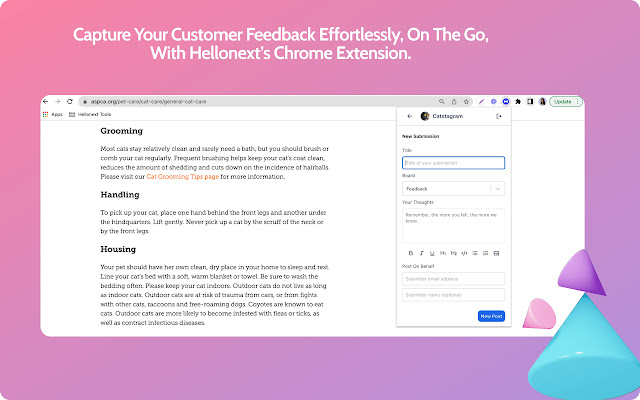 Hellonext  from Chrome web store to be run with OffiDocs Chromium online