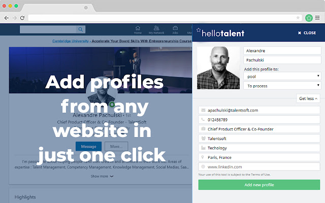 Hello Talent  from Chrome web store to be run with OffiDocs Chromium online