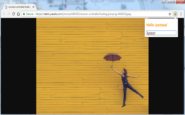 Hello World Demo  from Chrome web store to be run with OffiDocs Chromium online