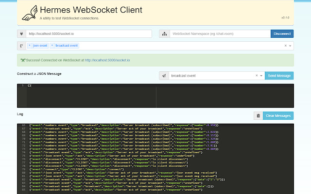 Hermes WebSocket Client  from Chrome web store to be run with OffiDocs Chromium online