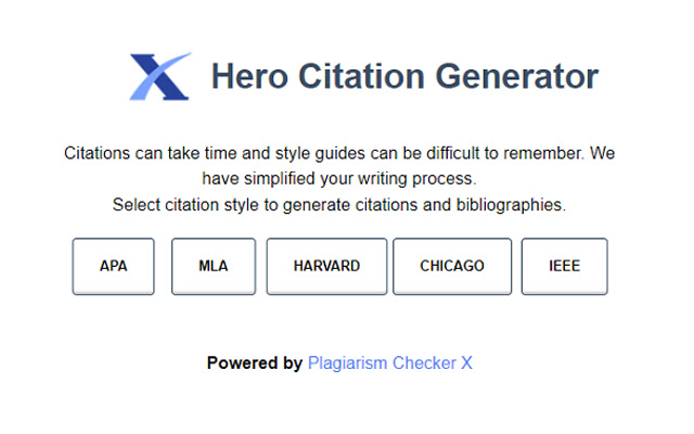 Hero Citation Generator mula sa Chrome web store na tatakbo sa OffiDocs Chromium online