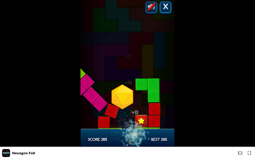 Hexagon Fall Game Tap blocks to guide the hexagon down safely!  from Chrome web store to be run with OffiDocs Chromium online