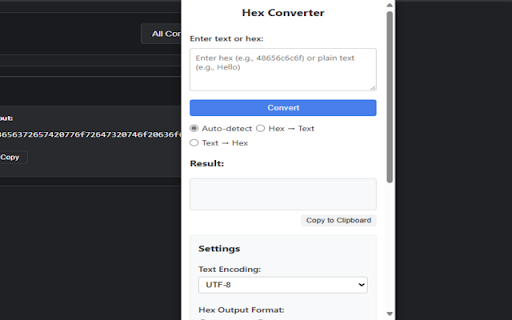 Hexo Smart Hex Converter  from Chrome web store to be run with OffiDocs Chromium online