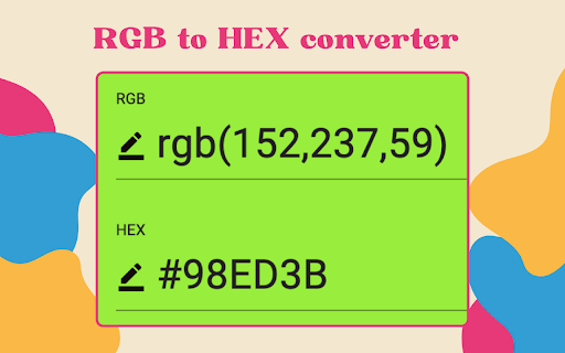 Hex to rgb  from Chrome web store to be run with OffiDocs Chromium online