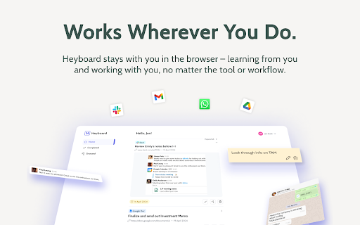 Heyboard AI powered Workflow Manager  from Chrome web store to be run with OffiDocs Chromium online