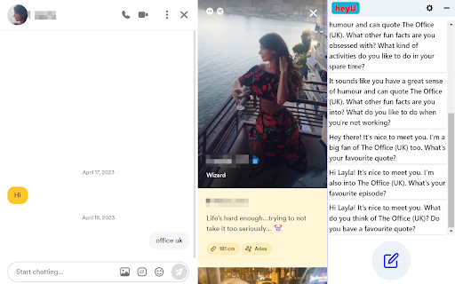 HeyU  from Chrome web store to be run with OffiDocs Chromium online