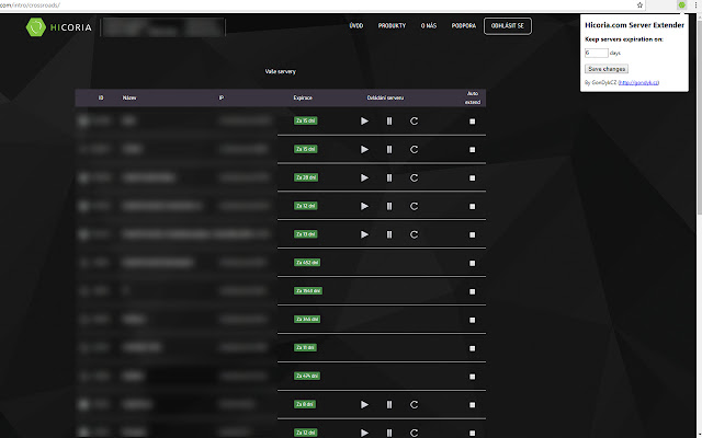 Hicoria.com Server Extender  from Chrome web store to be run with OffiDocs Chromium online