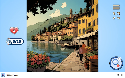 Hidden Pigeon Game Find all the pigeons hidden in each picture!  from Chrome web store to be run with OffiDocs Chromium online