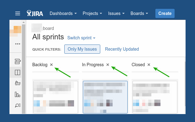 sembunyikan kolom papan jira dari toko web Chrome untuk dijalankan dengan OffiDocs Chromium online