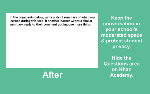 Hide Khan Academy Comments  from Chrome web store to be run with OffiDocs Chromium online