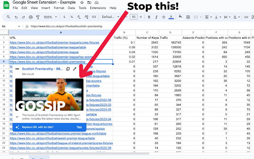 Hide Link Preview in Google Sheets  from Chrome web store to be run with OffiDocs Chromium online